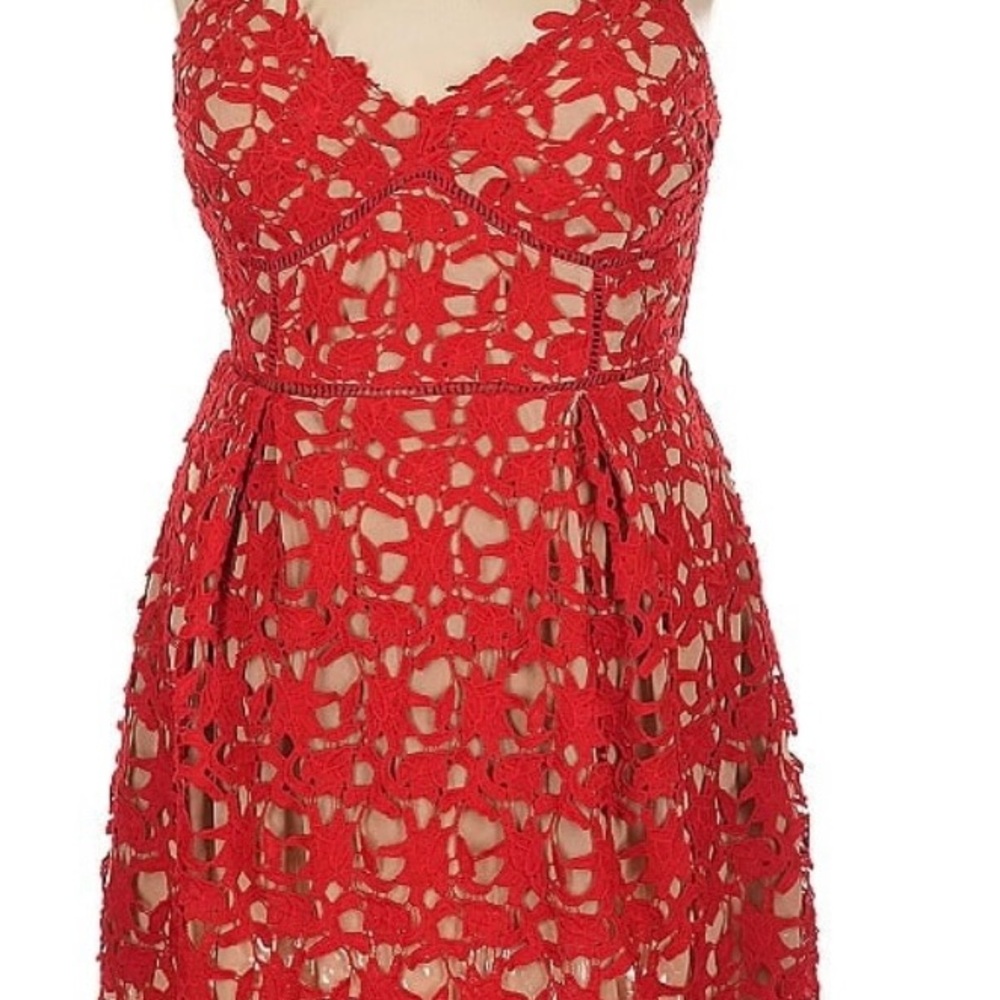 City Chic Vibrant Red Crochet Dress